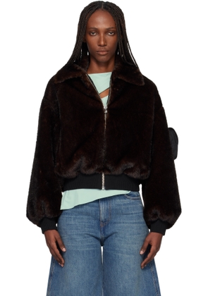 Coperni Brown Soft Faux-Fur Bomber Jacket
