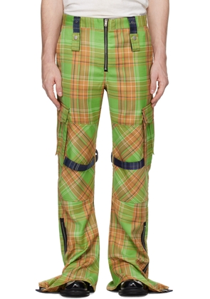 Acne Studios Green & Orange Cargo Check Trousers