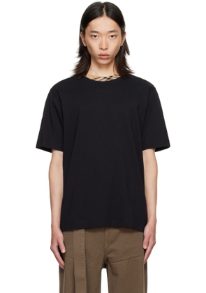 Burberry Black Check Trim Cotton T-shirt