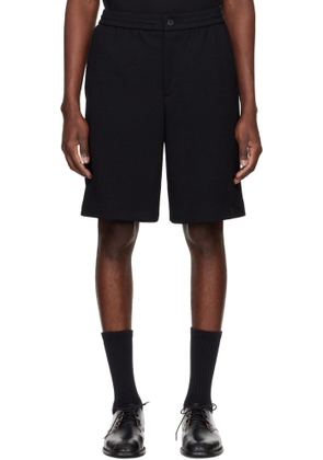 Solid Homme Black Textured Knit Shorts