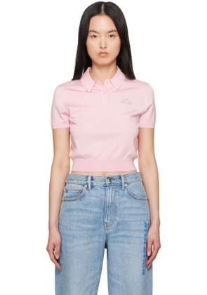 alexanderwang.t Pink 3D Logo Mesh Cropped Polo