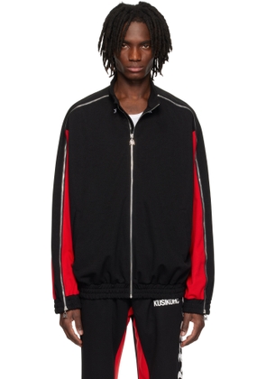 KUSIKOHC Black & Red Full Zip Fleece Track Jacket
