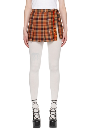 Anna Sui Orange & Black Plaid Mini Kilt Belt
