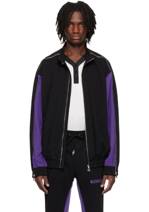 KUSIKOHC Black & Purple Full Zip Fleece Track Jacket