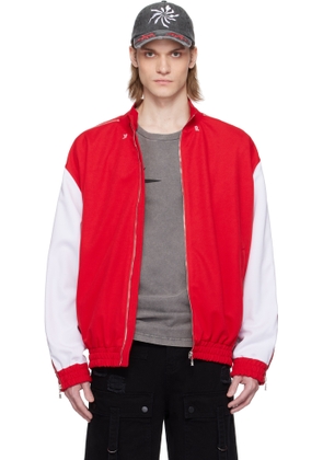 KUSIKOHC Red & White Full Zip Fleece Track Jacket