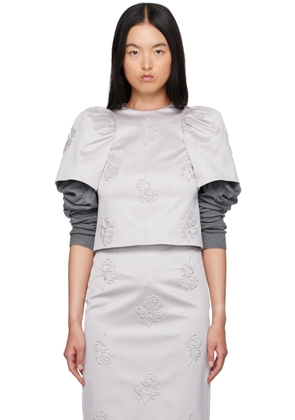 SHUSHU/TONG Gray Puff Sleeve Blouse