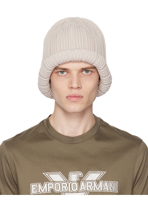 Emporio Armani Taupe Turned-Up Brim Beanie
