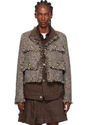 sacai Brown Tweed Denim Jacket