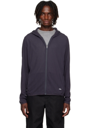 AMOMENTO Gray Mesh Hooded Zip Jacket