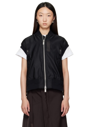 sacai Black Nylon Twill Vest