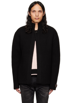 We11done Black Stand Collar Cardigan