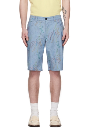 Viktor&Rolf Mister Mister Blue Floral Denim Shorts