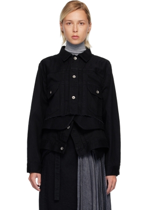sacai Black Denim & Wool Melton Jacket