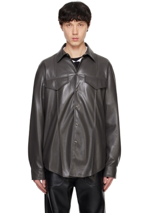 Nanushka Green Olavi Vegan Leather Shirt