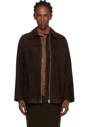 Nour Hammour Brown Layne Sleek Suede Jacket