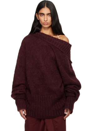 Dries Van Noten Burgundy Oversized Mohair Turtleneck