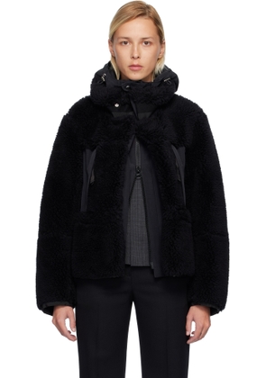 sacai Black Faux Shearling & Grosgrain Blouson Jacket