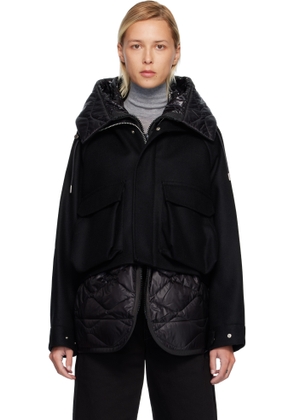 sacai Black Wool Melton Blouson Coat
