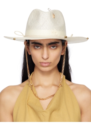 Ruslan Baginskiy Off-White Chain Strap Straw Fedora
