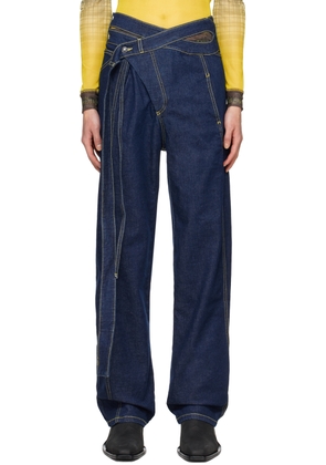 Ottolinger SSENSE Exclusive Blue Signature Wrap Jeans