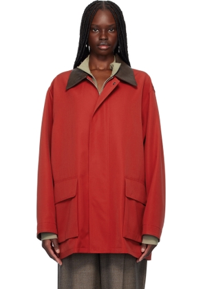 AURALEE Red Wool Max Canvas Jacket