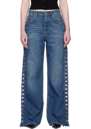 Stella McCartney Blue Popper-Studded Straight-Leg Jeans
