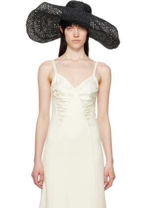 Ruslan Baginskiy Black Wide Brim Straw Beach Hat
