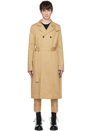 SAPIO Beige Double-Breasted Trench Coat