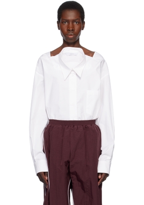 Pushbutton White Movable Collar Shirt