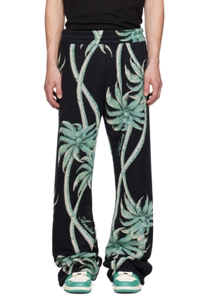AMIRI Black Twisted Palms Tapestry Trousers