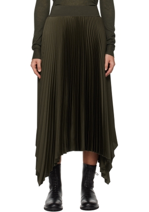 Joseph Khaki Knit Weave Plissé Ade Midi Skirt