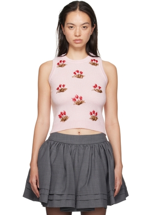 SHUSHU/TONG Pink Embroidered Knit Tank Top