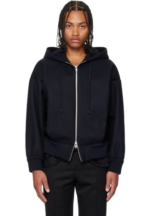 Simone Rocha Navy Embellished Hooded Zip Jacket