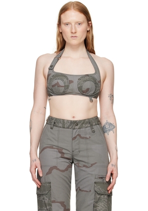 Marine Serre Gray Regenerated Camo Bra