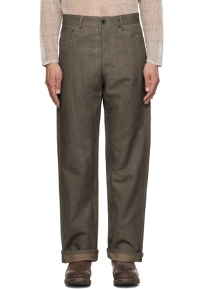 Aviva Jifei Xue Khaki Uneven Ink 5 Pocket Jeans