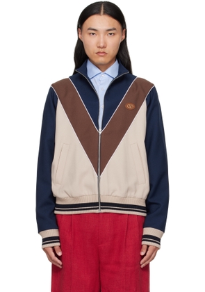 Valentino Navy VLogo Patch Zip Jacket