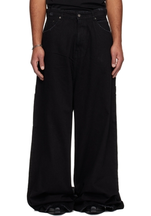 DET BLEV SENT Black Distressed Wide Jeans