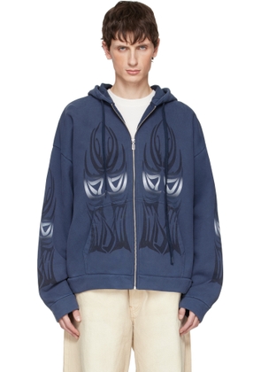 Who Decides War Blue Winged Zip Up Hoodie