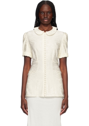 Jil Sander Off-White Fluid Viscose Flower Jacquard Shirt