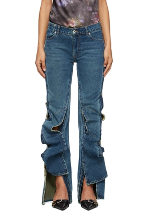 Y/Project Blue Hook and Eye Slim Jeans