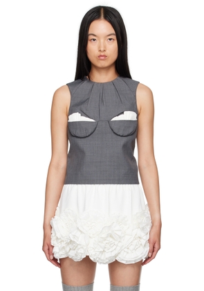 SHUSHU/TONG Gray Embellished Top