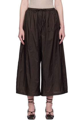AMOMENTO Brown Nylon Shirring Lounge Pants