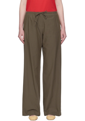 AMOMENTO Brown Stripe Banding Lounge Pants
