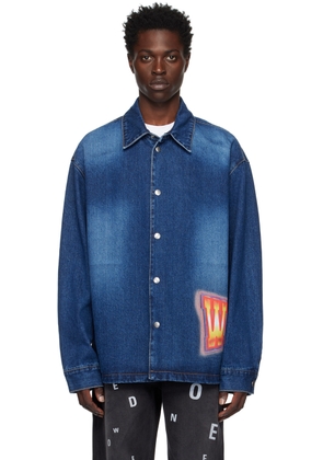 We11done Blue Painted Denim Jacket