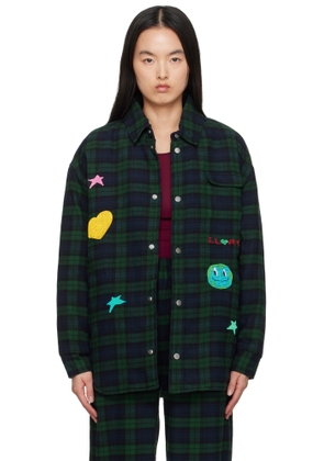 Kids Worldwide Navy & Green Universe Padded Jacket