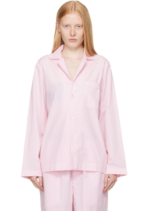 Tekla Pink Poplin Long-Sleeved Pyjama Shirt