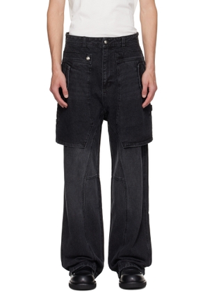 Andersson Bell Black Raptor Layered Wide-Leg Jeans