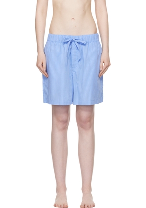 Tekla Blue Poplin Pyjama Shorts