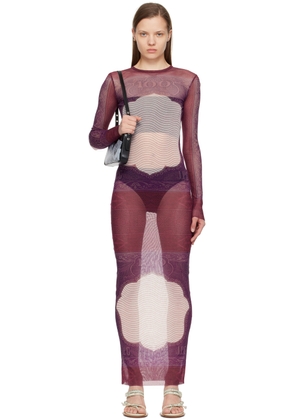 Jean Paul Gaultier Burgundy & Purple 'The Cartouche' Maxi Dress