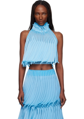 ALAÏA Blue Cups Nylon Knit Tapered Top